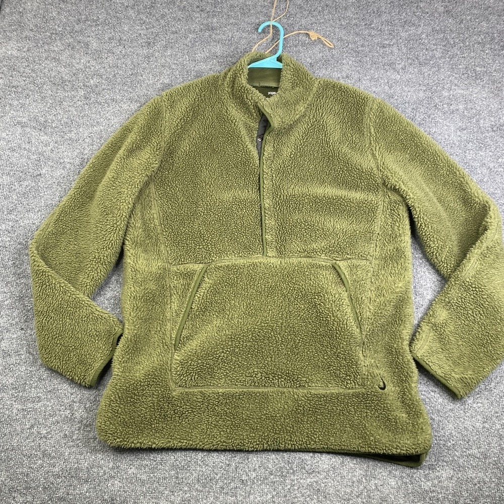 Nike Yoga Sweatshirt Mens Medium Green Faux Fur Fleece Pullover DD2182-326